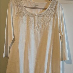 Soft Surroundings Women's Ivory Embroidered Blouse